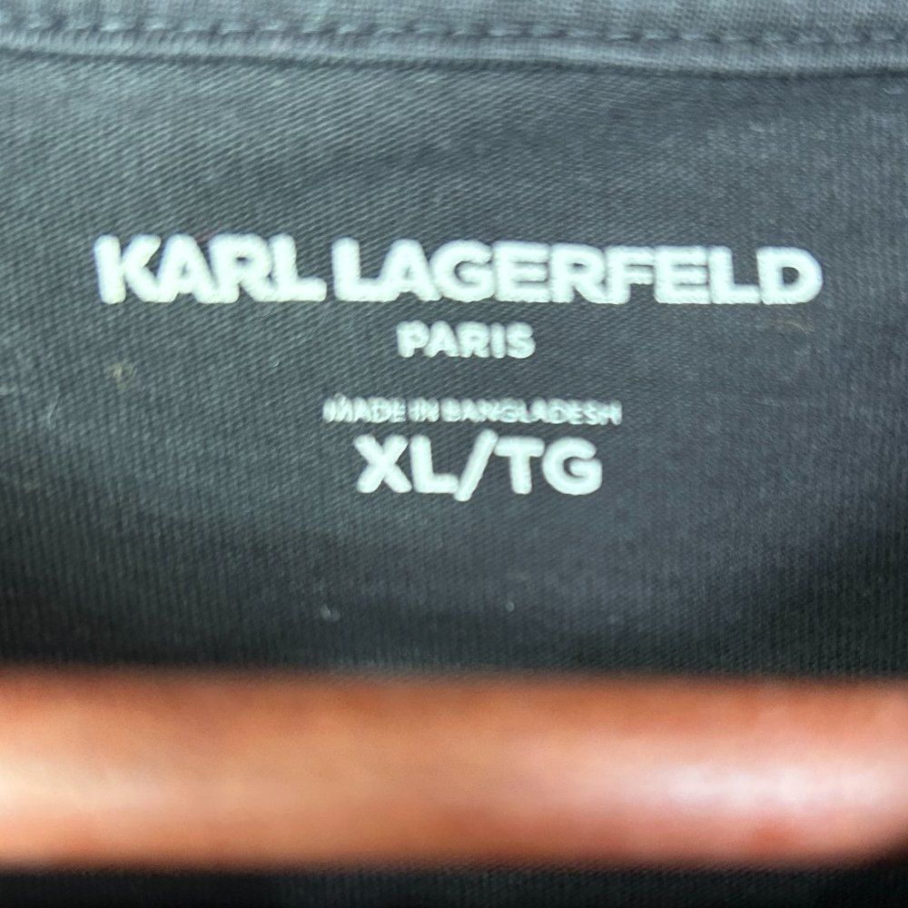 KARL LAGERFELD Tshirt Vertical Logo Cotton Graphic Men's XL Black - Picture 4 of 7